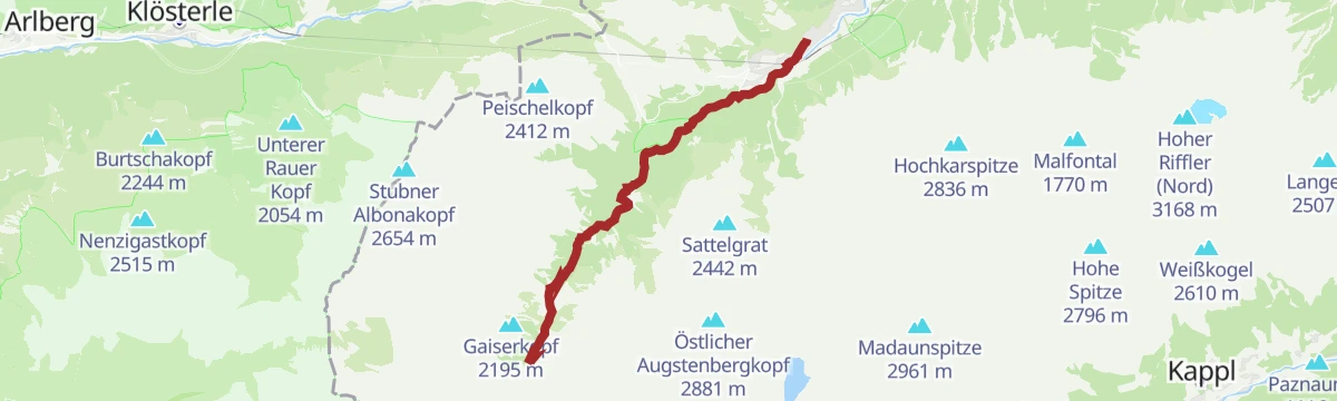 Route map: St. Anton - Konstanzer Hütte